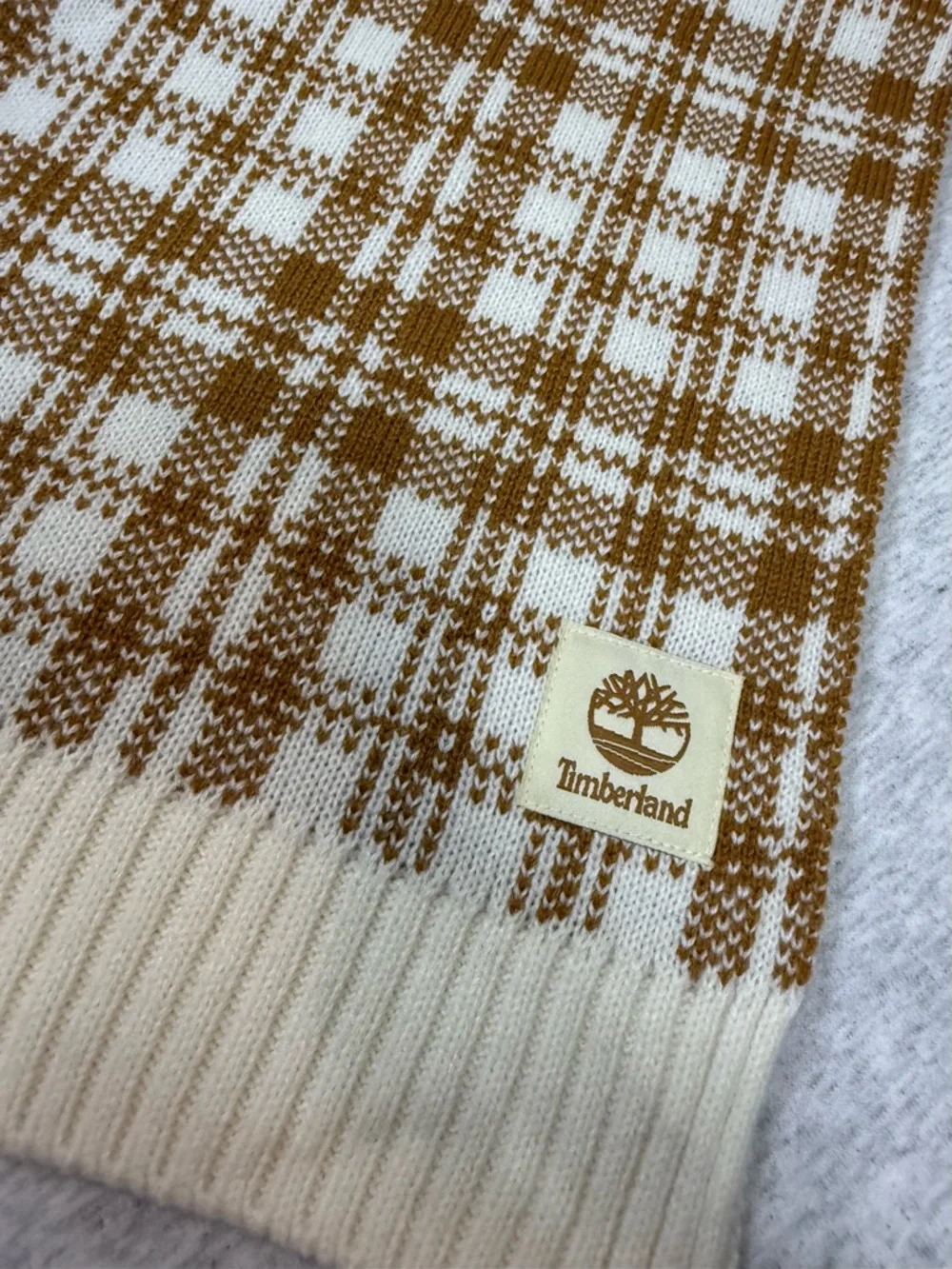 Timberland Buffalo Plaid Scarf 🧣 Brown & Cream‎ NWT